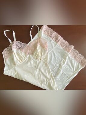Vintage CARESSE Womens 34 Full Slip Lace Embroidery Union Made ILGWU